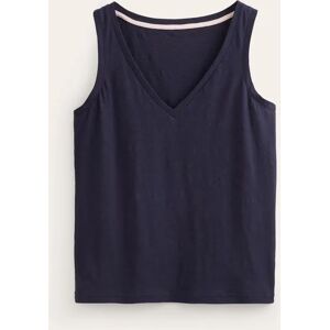 Regular V-Neck Slub Vest Blue Women Boden XS Female