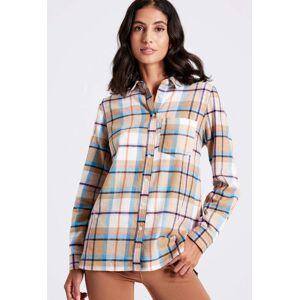 Joules Lorena Womens Longline Brushed Woven Shirt 222610  - Creme Check - UK12 EU40 US8 - female