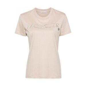 MONCLER Womens Branded Cotton T-shirt Beige - Women - Tan > Cream