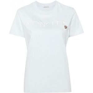 MONCLER Womens Branded Cotton T-shirt Blue - Women - Blue