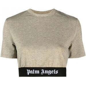 Palm Womens Lurex Logo Tape Tee Gold - Women - Stone > Gold > Cream