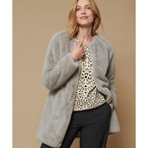 Damart Faux Fur Collarless Coat Dove Grey female