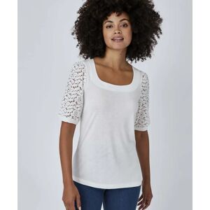 Damart Lace Detail T-shirt Off White female