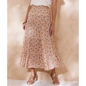 Damart Print Tiered Skirt Beige Floral female