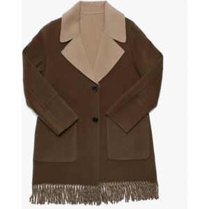 OAKWOOD Fabienne Khaki &amp; Beige Reversible Fringed Coat Size: L, Colour - female