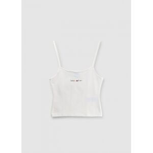 Tommy Hilfiger Womens Rainbow Logo Strap Top In White Size: L, Colour: - female