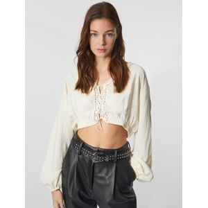 Young Poets Society Women's Jadea Cropped Lace Top in Washed White (M)  - Neutrals - Size: Medium