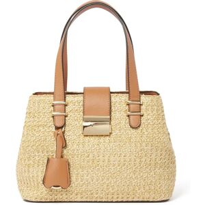 Forever New Women's Bonnie Weave Small Tag Tote Bag in Tan/Natural Polyurethane/Polypropylene Straw/Polyester