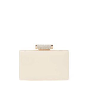 Forever New Women's Jacqui Crystal Clasp Hardcase Clutch Bag in Ivory Polyurethane/Polyester