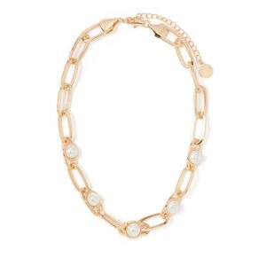Forever New Women's Signature Blair Link Pearl Necklace in Pearl & Gold Recycled Iron/Recycled Zinc/Glass