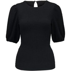 Forever New Women's Jolanta Textured Puff-Sleeve Top in Black, Size X-Small Polyester/Elastane/Polyester