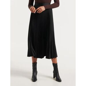 Forever New Women's Ester Satin Pleated Skirt in Black, Size 16 100% Polyester