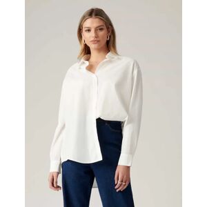 Forever New Women's Denver Oversized Cotton Shirt in White, Size 14 100% Cotton