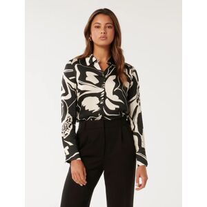 Forever New Women's Lila Longline Printed Satin Shirt in Dunstan Abstract, Size 14 100% Viscose