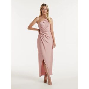 Forever New Women's Melissa One-Shoulder Satin Dress in Blush, Size 12 Polyester/Viscose/Polyester
