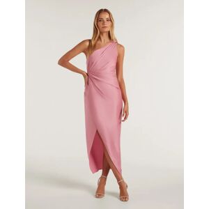 Forever New Women's Melissa One-Shoulder Satin Dress in Wild Rose, Size 8 Polyester/Viscose/Polyester