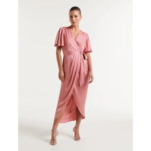 Forever New Women's Carolina Satin Midi Dress in Wild Rose, Size 6 Main/Polyester