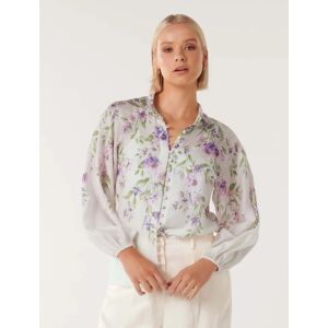 Forever New Women's Celeste Raglan Blouse in Alma Floral, Size 8 Lyocell/Polyamide/Linen