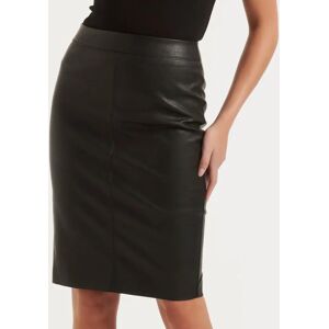 Forever New Women's Carla Vegan Leather Midi Skirt in Black, Size 16 Polyester with Polyurethane coating/Polyester/Elastane