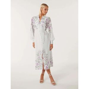 Forever New Women's Olympia Printed Shirt Dress in Alma Floral, Size 8 Lyocell/Polyamide/Linen