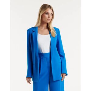 Forever New Women's Tori Boyfriend Blazer Jacket in Blue Pigment Suit, Size 16 Polyester/Elastane