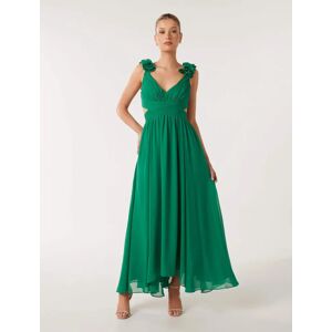 Forever New Women's Selena Ruffle Shoulder Maxi Dress in Green, Size 4 Main/Polyester