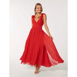 Forever New Women's Selena Ruffle-Shoulder Maxi Dress in Chilli Red, Size 16 Main/Polyester
