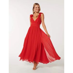 Forever New Women's Selena Ruffle-Shoulder Maxi Dress in Chilli Red, Size 6 Main/Polyester