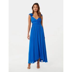 Forever New Women's Selena Ruffle-Shoulder Maxi Dress in Vivid Azure, Size 16 Main/Polyester
