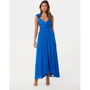 Forever New Women's Selena Ruffle-Shoulder Maxi Dress in Vivid Azure, Size 6 Main/Polyester