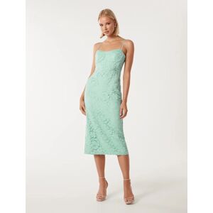 Forever New Women's Gracie Lace Corset Dress in Eggshell Blue, Size 14 Polyester/Elastane