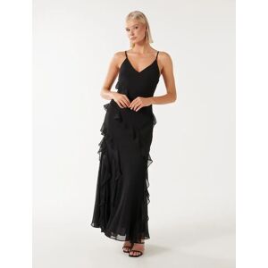 Forever New Women's Poppy Ruffle Gown in Black, Size 14 Main/Polyester