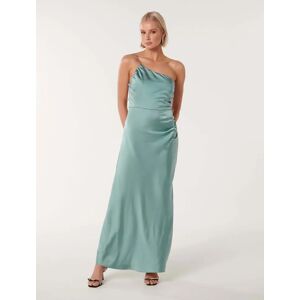 Forever New Women's Kelly One-Shoulder Satin Maxi Dress in Smoke Blue, Size 16 Main/Polyester