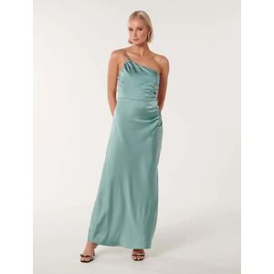 Forever New Women's Kelly One-Shoulder Satin Maxi Dress in Smoke Blue, Size 6 Main/Polyester