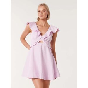 Forever New Women's Maddie Twist-Front Mini Dress in Lilac, Size 8 Linen/Viscose