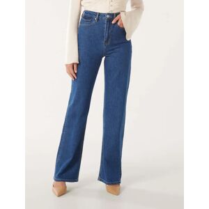 Forever New Women's Lily Straight-Leg Jeans in Mid Wash, Size 16 Cotton/Viscose/Polyester