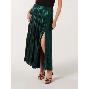 Forever New Women's Rylee Metallic Pleated Skirt in Green, Size 12 Main/Polyester