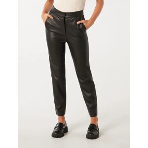 Forever New Women's Alexis Vegan Leather Slim Leg Pant in Black, Size 14 Polyester/Elastane with Polyurethane coating