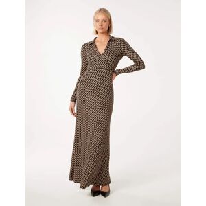 Forever New Women's Kaitlyn Collared Jersey Dress in Winton Geo, Size 8 Viscose/Polyester/Elastane