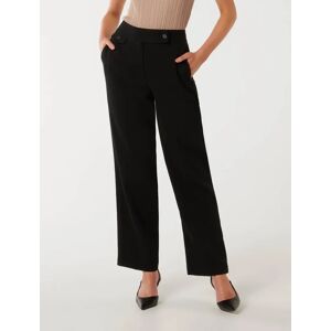 Forever New Women's Simmy Straight-Leg Pants in Black, Size 16 Polyester/Viscose/Elastane