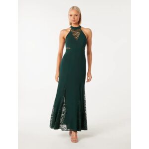 Forever New Women's Winslet Lace Detail Maxi Dress in Dark Green, Size 12 Main/Polyester