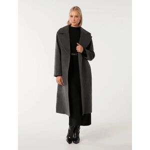 Forever New Women's Priya Wrap Coat in Charcoal Grey Marle, Size 8 Polyester/Wool/Polyamide