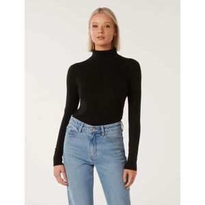 Forever New Women's Sarah Layering Roll Neck Knit Top in Black, Size X-Small Polyamide/Polyester/Acrylic