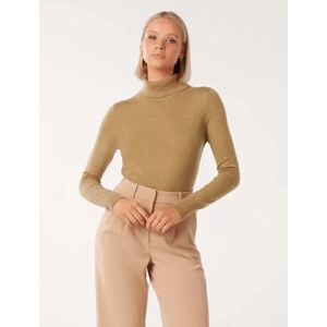 Forever New Women's Sarah Layering Roll Neck Knit Top in Camel, Size X-Small Polyamide/Polyester/Acrylic