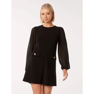 Forever New Women's Jessie Sheer Sleeve Mini Dress in Black, Size 10 Main/Polyester