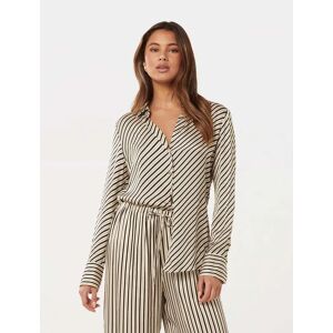 Forever New Women's Harvey Satin Shirt in Leura Stripe Co-ord, Size 16 100% Viscose