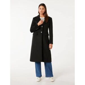 Forever New Women's Rebecca Button-Front Coat in Black, Size 14 Polyester/Wool/Acrylic