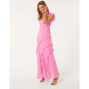 Forever New Women's Polly Ruffle-Sleeve Dress with Scarf in Candy Floss, Size 6 Main/Polyester