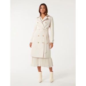 Forever New Women's Bianca Mac Trench Coat in Warm Cream, Size 6 Polyester/Cotton/Polyamide
