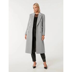 Forever New Women's Charlotte Wrap Coat in Light Grey, Size 10 Polyester/Wool/Polyamide